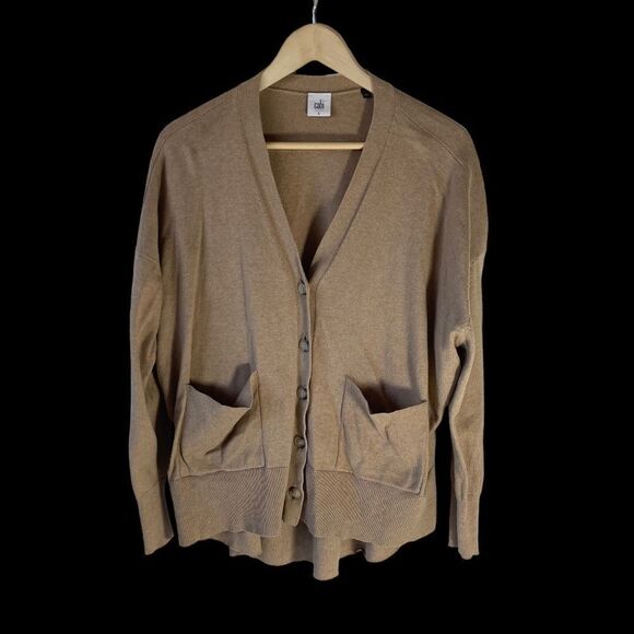 CAbi Kiki Tan Button Front Cardigan Sweater Sz L - Picture 2 of 8